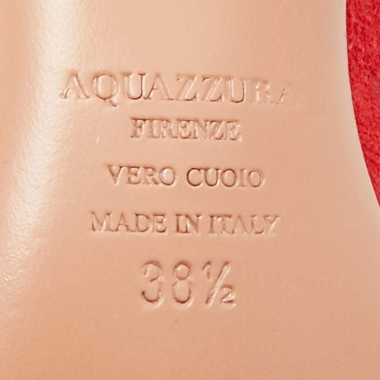Pre Owned Aquazzura Firenze Size 38.5 Red Patent Leather and Suede Pumps