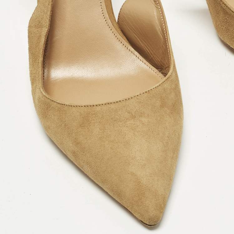 Pre Owned Aquazzura Size 41 Brown Suede Slingback Pumps
