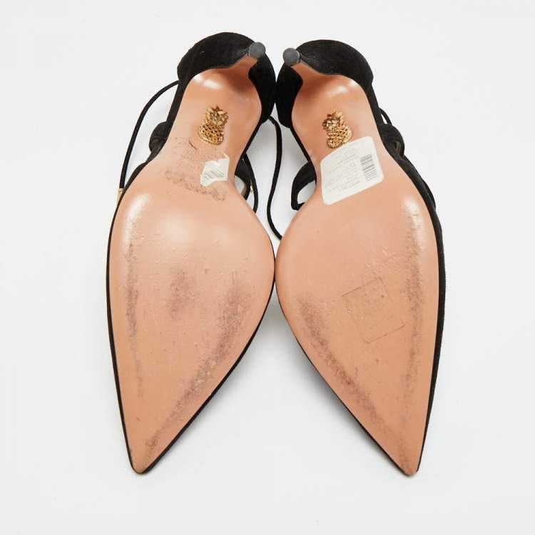 Pre Owned Aquazzura Matilde Size 38 Black Suede Pumps