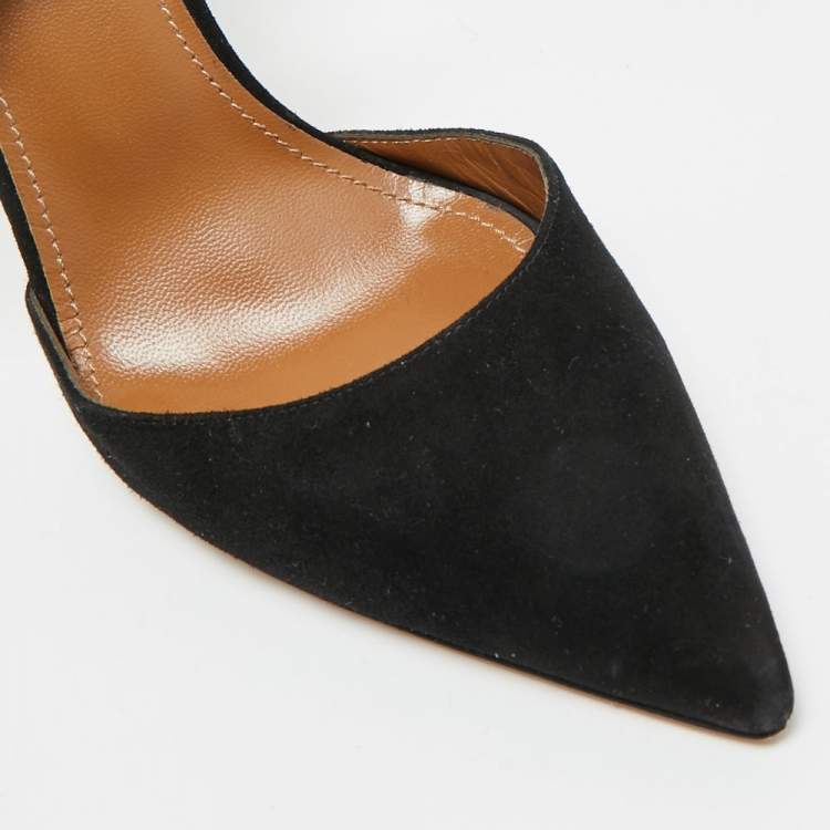 Pre Owned Aquazzura Matilde Size 38 Black Suede Pumps