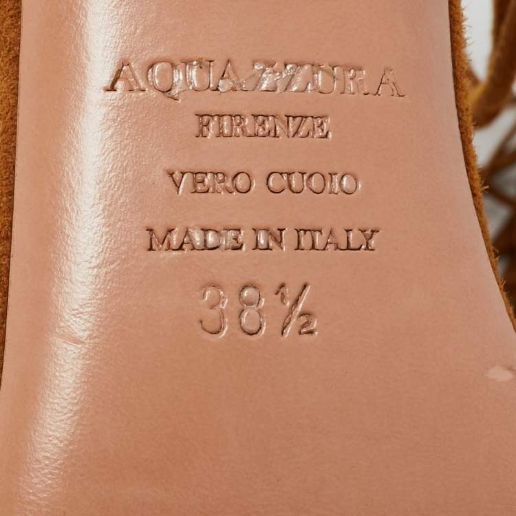 Pre Owned Aquazzura Wild Thing Size 38.5 Brown Suede Ankle Strap Sandals