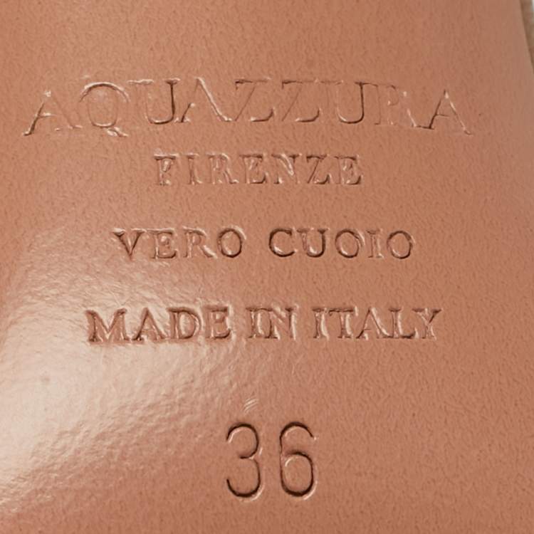 مملوكة مسبقًا صندل أكوازورا تيكيلا جلد بيج بكاحل مقاس 36