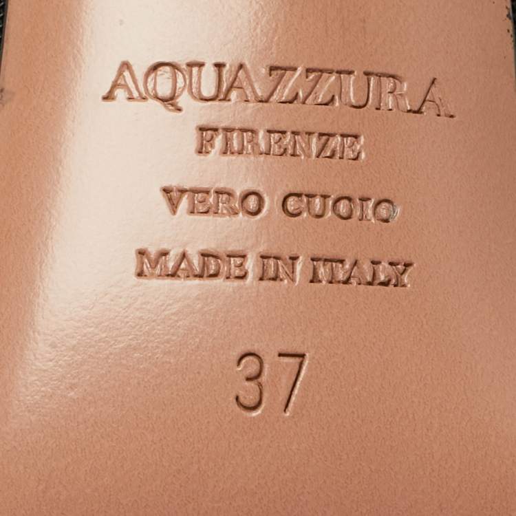 Pre Owned Aquazzura Crystal Crush Size 37 Black Mesh and Satin Pumps