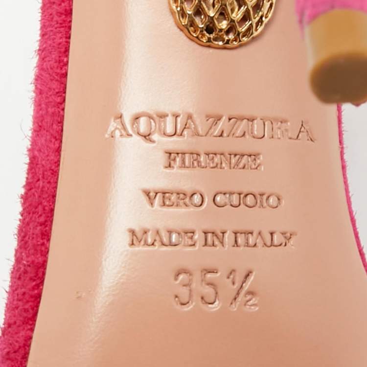 Pre Owned Aquazzura Paradise Size 35.5 Pink Suede Tropicana Beaded Tassel Ankle Strap Sandals