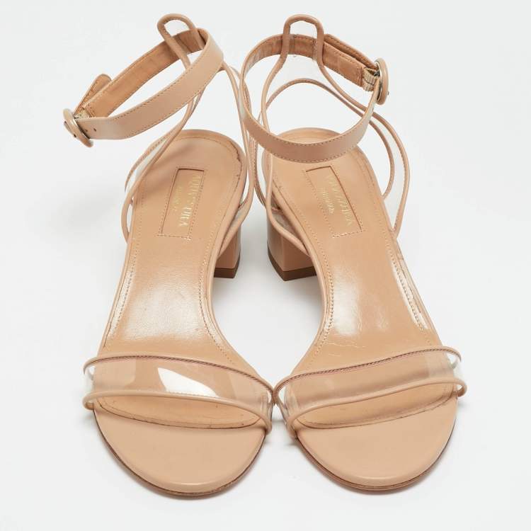 Pre Owned Aquazzura Minimalist Size 36 Beige Leather and PVC Ankle Strap Sandals