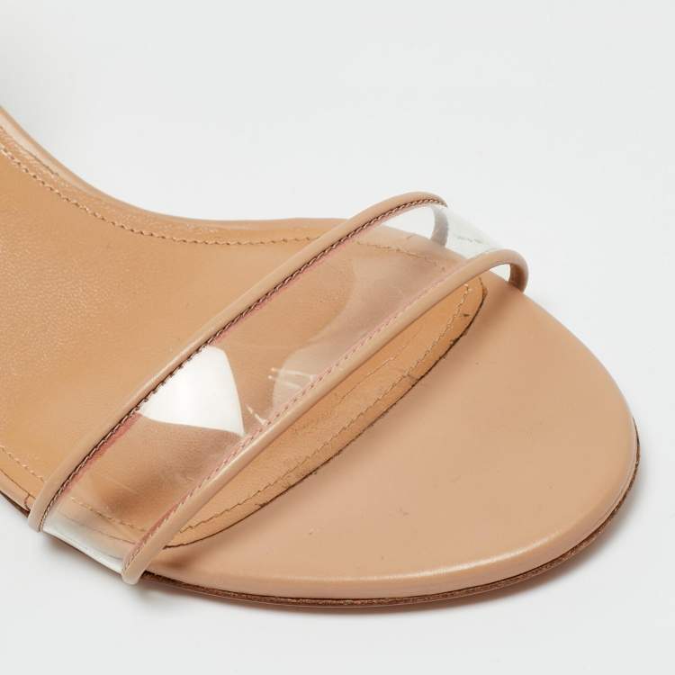 Pre Owned Aquazzura Minimalist Size 36 Beige Leather and PVC Ankle Strap Sandals
