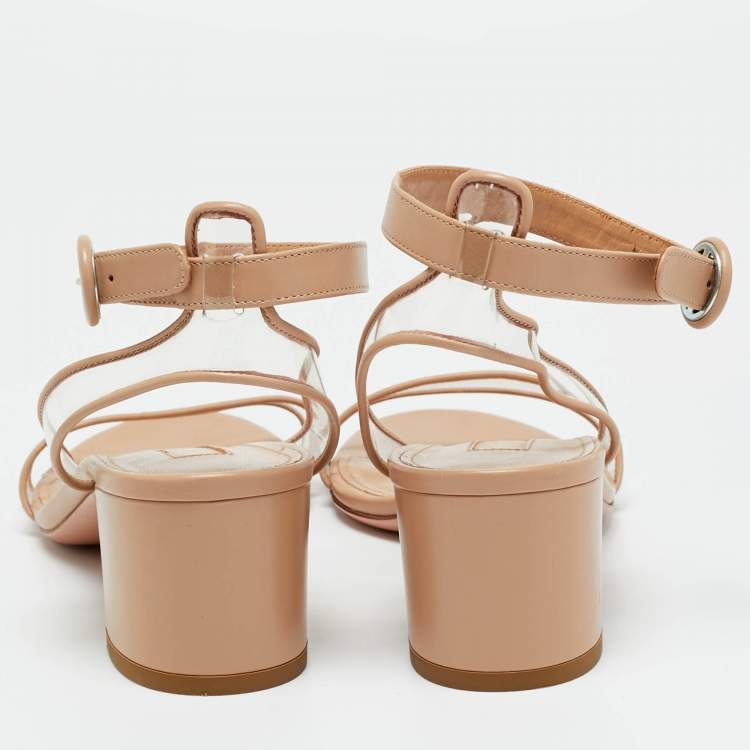 Pre Owned Aquazzura Minimalist Size 36 Beige Leather and PVC Ankle Strap Sandals