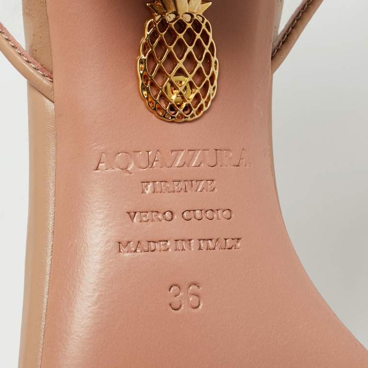 Pre Owned Aquazzura Minimalist Size 36 Beige Leather and PVC Ankle Strap Sandals