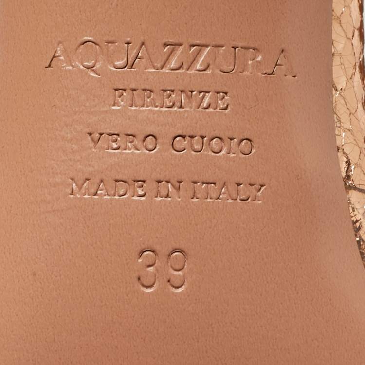 Pre Owned Aquazzura Night Size 39 Metallic Snakeskin Embossed Leather Pumps