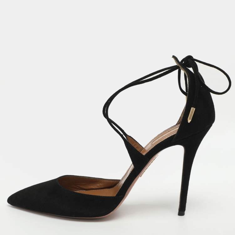 Pre Owned Aquazzura Matilde Size 41 Black Suede Pumps