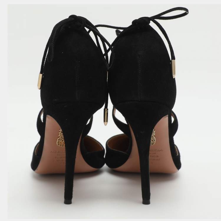 Pre Owned Aquazzura Matilde Size 41 Black Suede Pumps