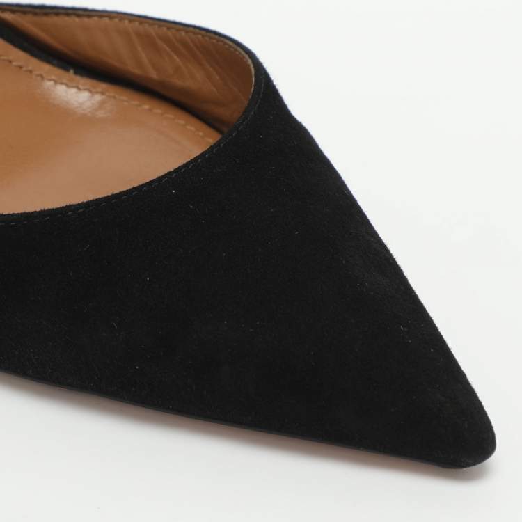 Pre Owned Aquazzura Matilde Size 41 Black Suede Pumps