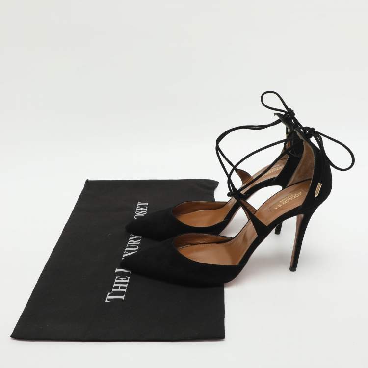 Pre Owned Aquazzura Matilde Size 41 Black Suede Pumps