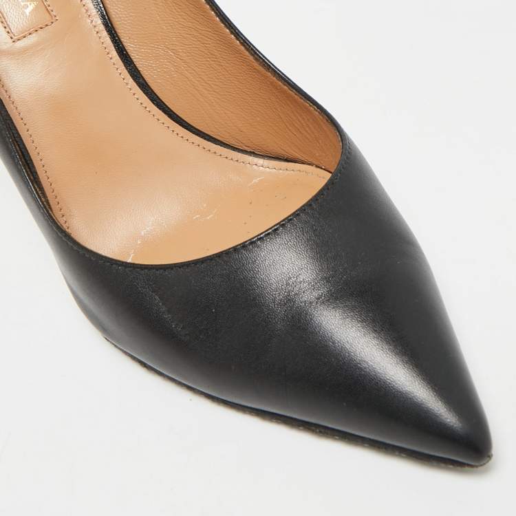 Pre Owned Aquazzura Marilyn Size 37 Black Leather Pumps