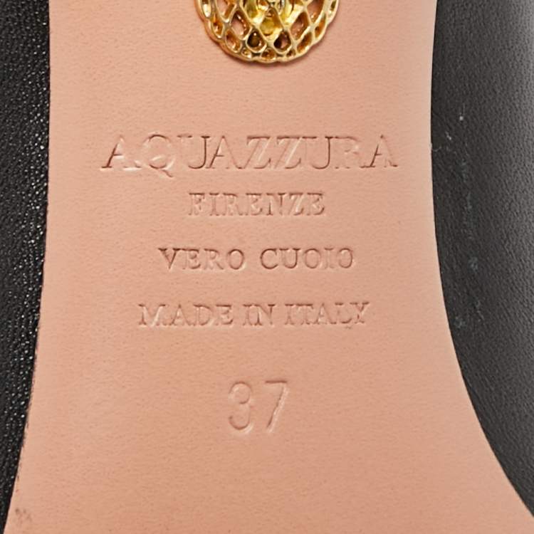 Pre Owned Aquazzura Marilyn Size 37 Black Leather Pumps