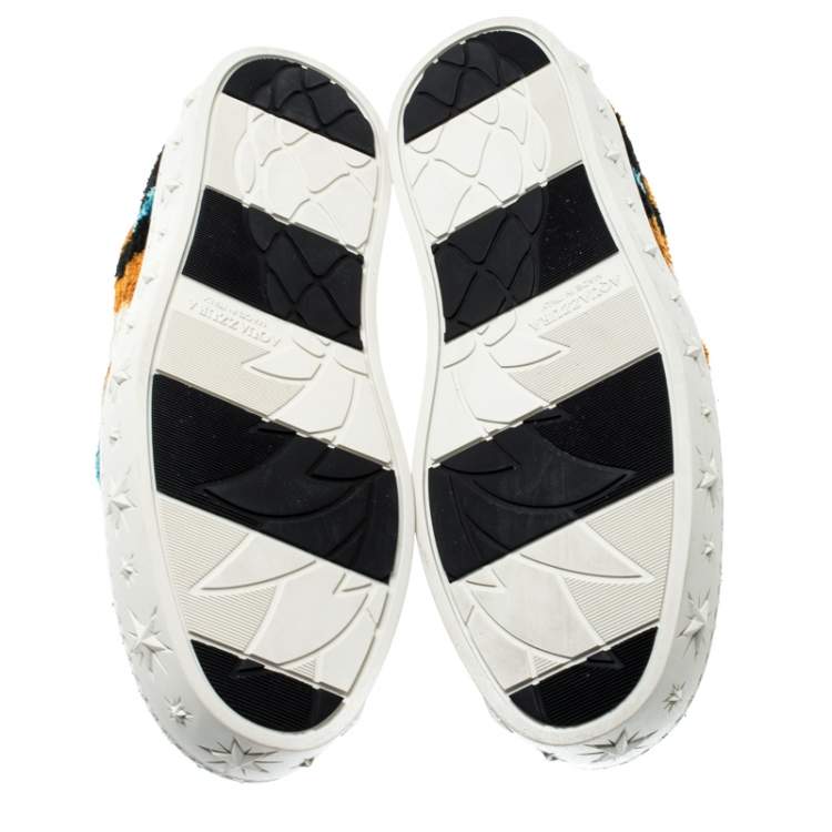 Pre Owned Aquazzura Multicolor Velvet Slip on Sneakers Size 37.5