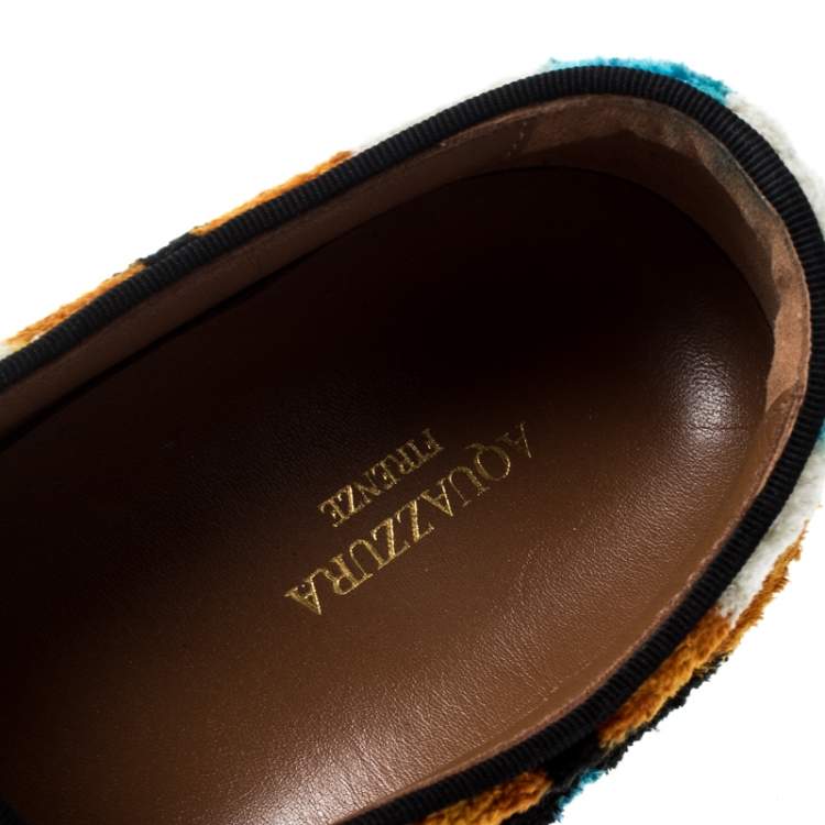 Pre Owned Aquazzura Multicolor Velvet Slip on Sneakers Size 37.5