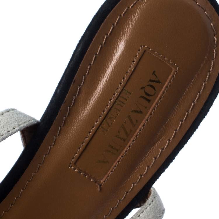 Pre Owned Aquazzura White Suede Johanna Ortiz Tassel Ankle Wrap Sandals Size 36.5