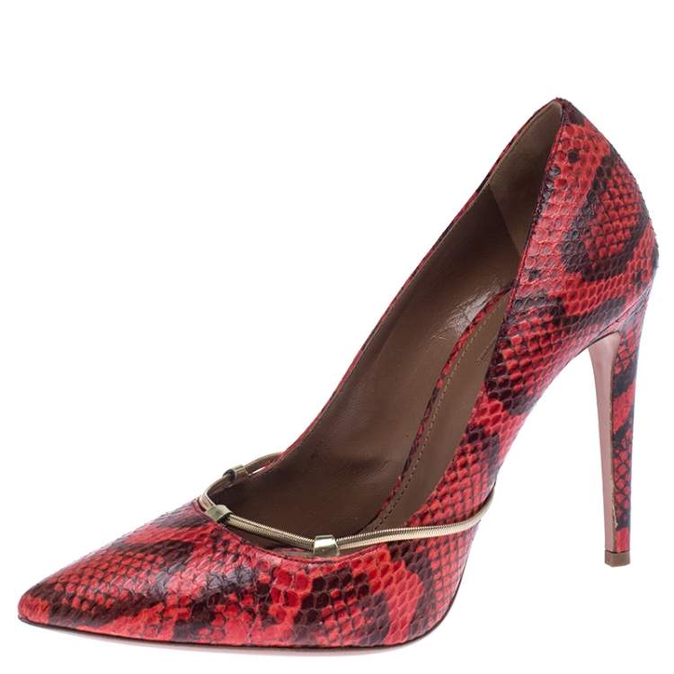 red and black snakeskin shoes