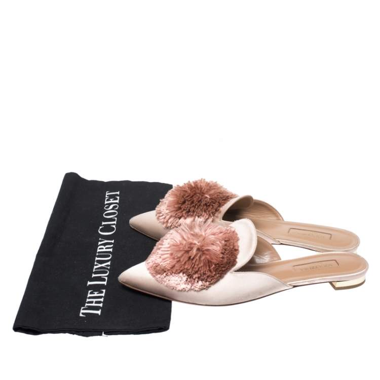 aquazzura pom pom mules