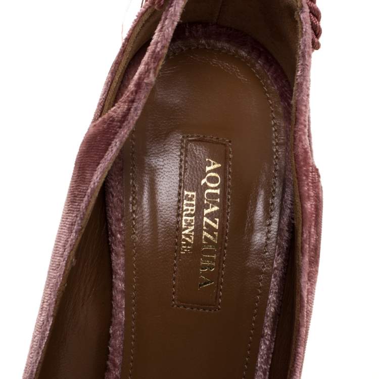 Pre Owned Aquazzura Antique Rose Velvet Forever Marilyn Pumps Size 38.5