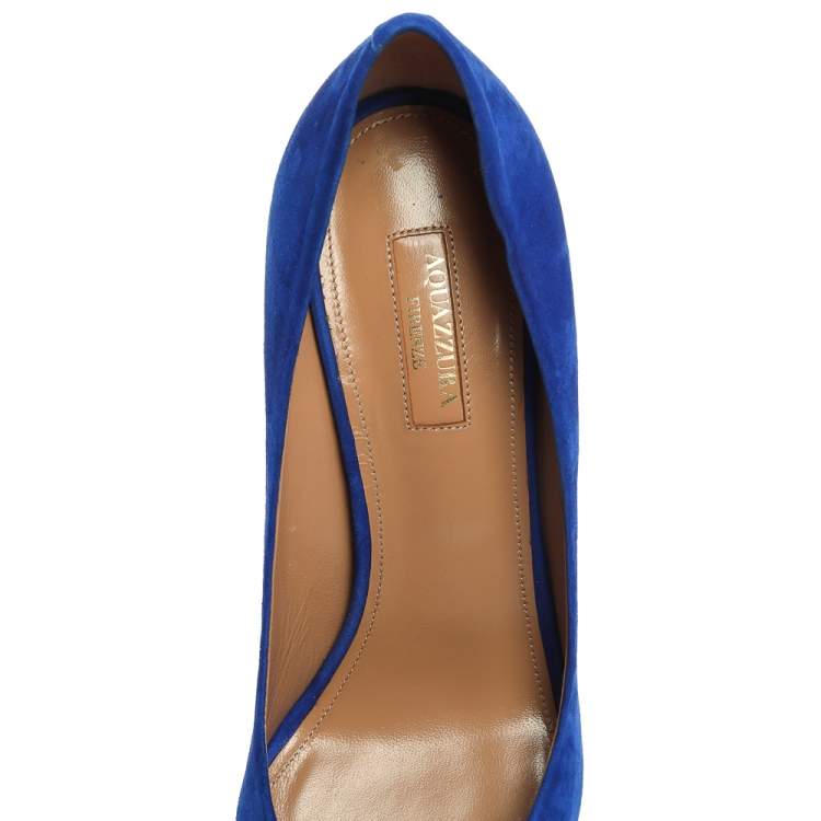 Pre Owned Aquazzura Blue Suede Simply Irresistible Pumps Size 40