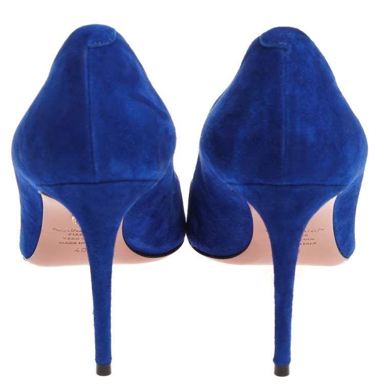 Pre Owned Aquazzura Blue Suede Simply Irresistible Pumps Size 40