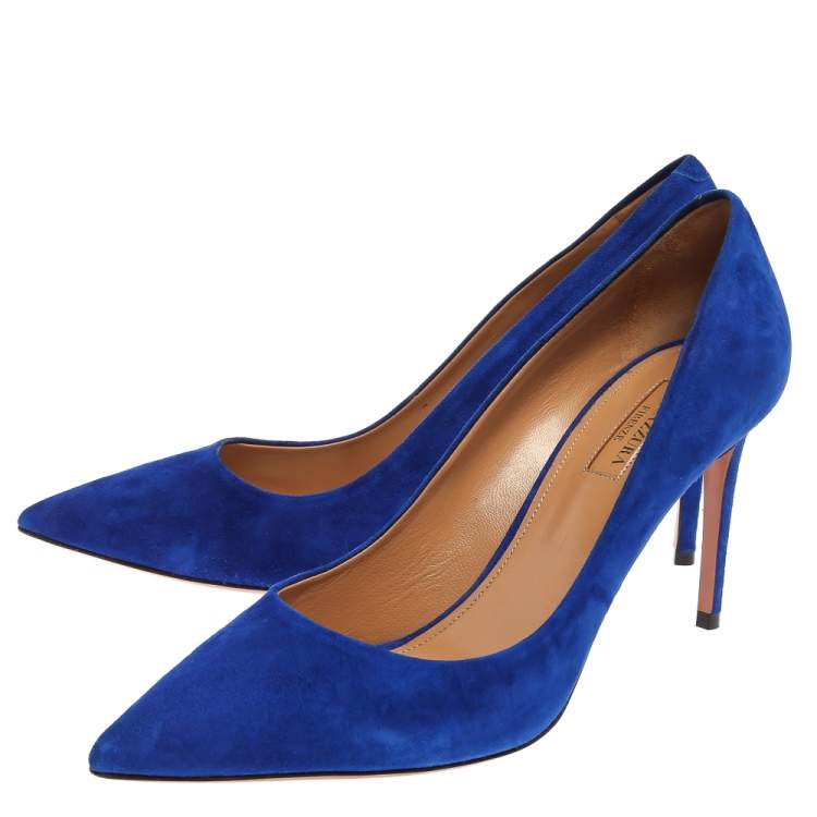 Pre Owned Aquazzura Blue Suede Simply Irresistible Pumps Size 40