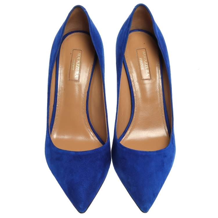 Pre Owned Aquazzura Blue Suede Simply Irresistible Pumps Size 40
