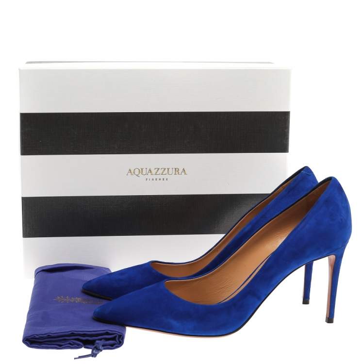 Pre Owned Aquazzura Blue Suede Simply Irresistible Pumps Size 40