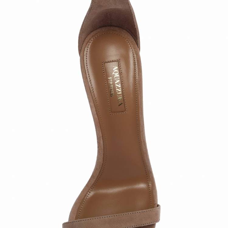 Pre Owned ..Aquazzura Beige Suede and PVC Casablanca Strass Sandals Size 39.5