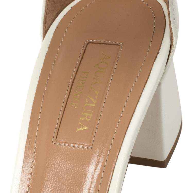 مملوكة مسبقًا Aquazzura White Leather Casablanca Sandals Size 38.5