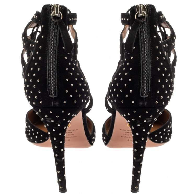 Pre Owned Aquazzura Black Suede Belgravia Sandals Size 40