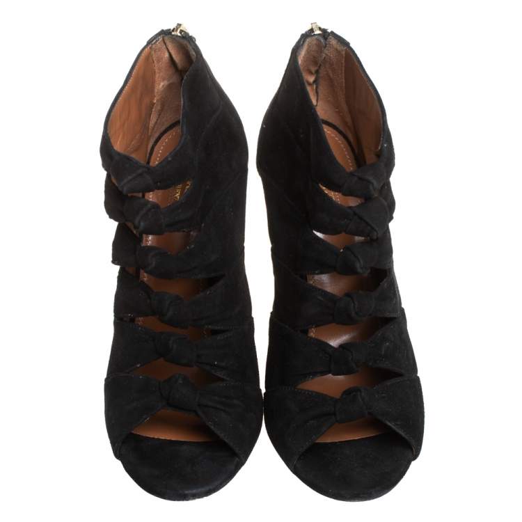 Pre Owned Aquazzura Black Suede Nasiba Booties Size 38