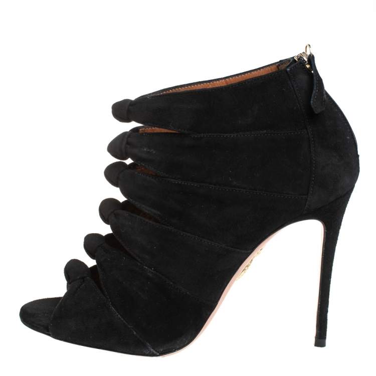 Pre Owned Aquazzura Black Suede Nasiba Booties Size 38