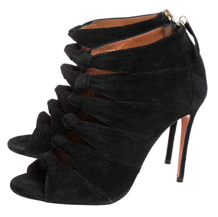Pre Owned Aquazzura Black Suede Nasiba Booties Size 38