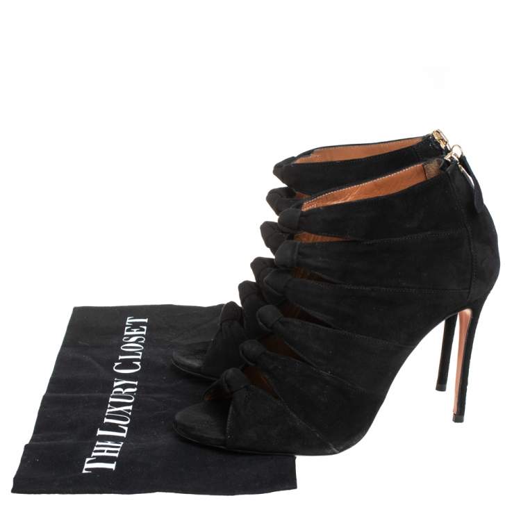 Pre Owned Aquazzura Black Suede Nasiba Booties Size 38