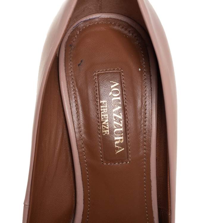 Pre Owned Aquazzura Beige Leather Pointed Toe Pumps Size 36