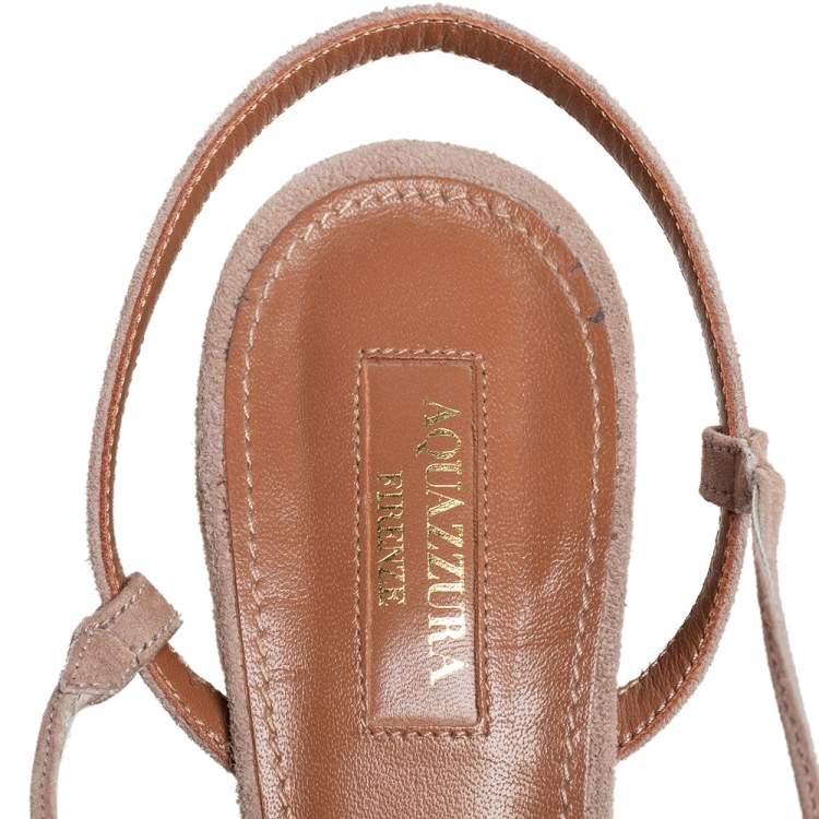 Pre Owned Aquazzura Multicolor Suede Wild Thing Fringe Ankle Wrap Sandals Size 37