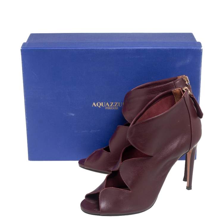 Pre Owned Aquazzura Burgundy Leather Bellissima Sandals Size 37