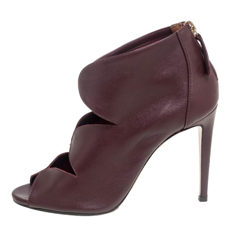 Pre Owned Aquazzura Burgundy Leather Bellissima Sandals Size 37
