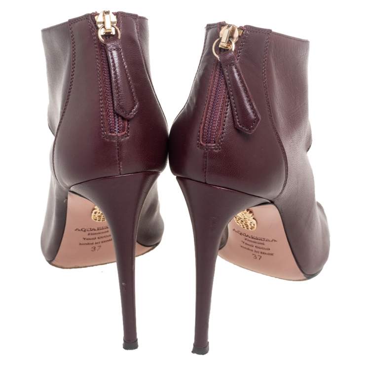 Pre Owned Aquazzura Burgundy Leather Bellissima Sandals Size 37