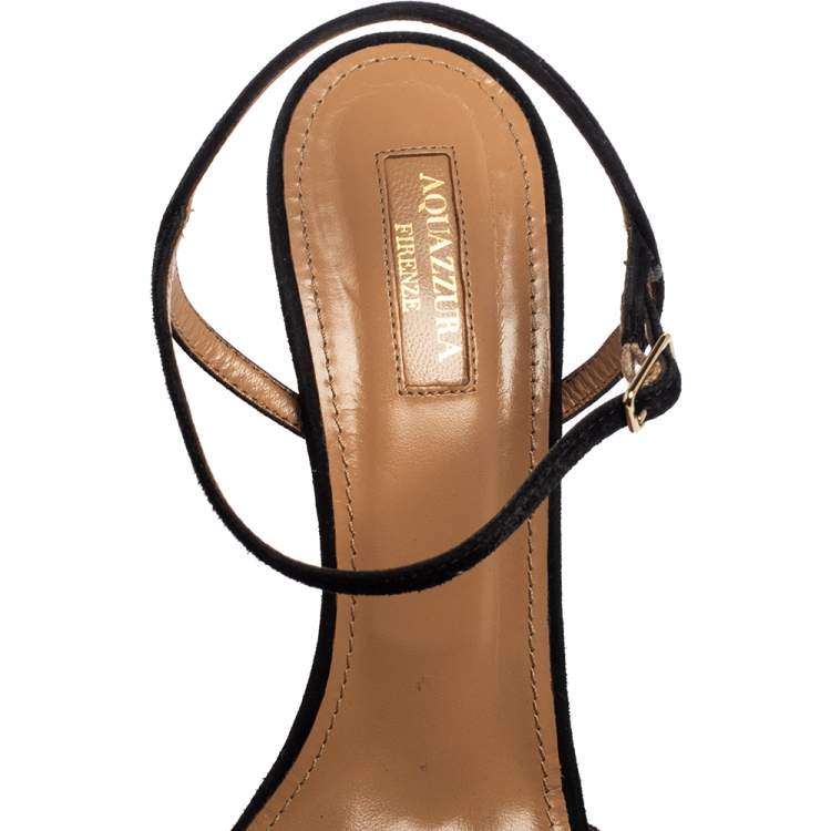مملوكة مسبقًا Aquazzura Black Suede Embellished  Ankle Strap Sandals Size 40