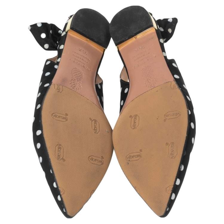 Pre Owned Aquazzura Black/White Canvas Ballet Flats Size 35.5