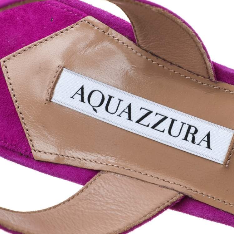 Pre Owned Aquazzura Pink Suede Maia 75 Slingback Sandals Size 39