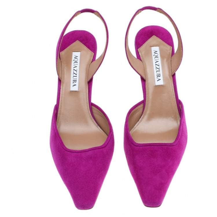 Pre Owned Aquazzura Pink Suede Maia 75 Slingback Sandals Size 39