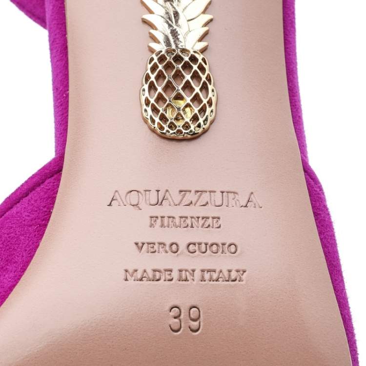 Pre Owned Aquazzura Pink Suede Maia 75 Slingback Sandals Size 39
