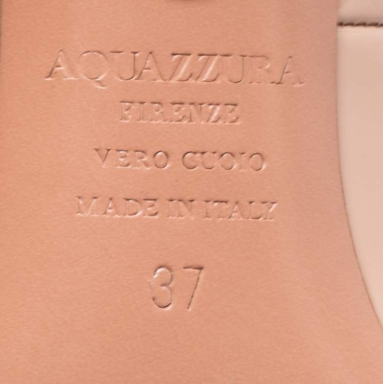 Pre Owned Aquazzura Nude Pink Patent Leather Cut-Out Pointed-Toe Pumps Size 37