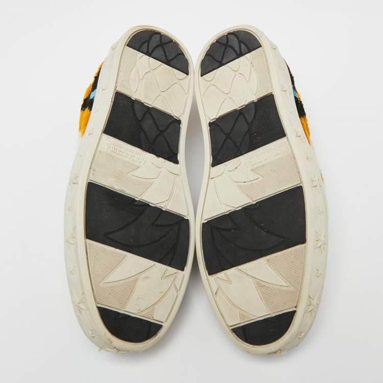 Pre Owned Aquazzura Multicolor Velvet Slip on Sneakers Size 35.5