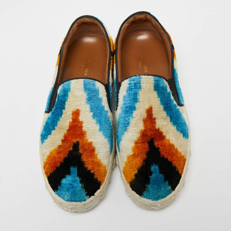 Pre Owned Aquazzura Multicolor Velvet Slip on Sneakers Size 35.5